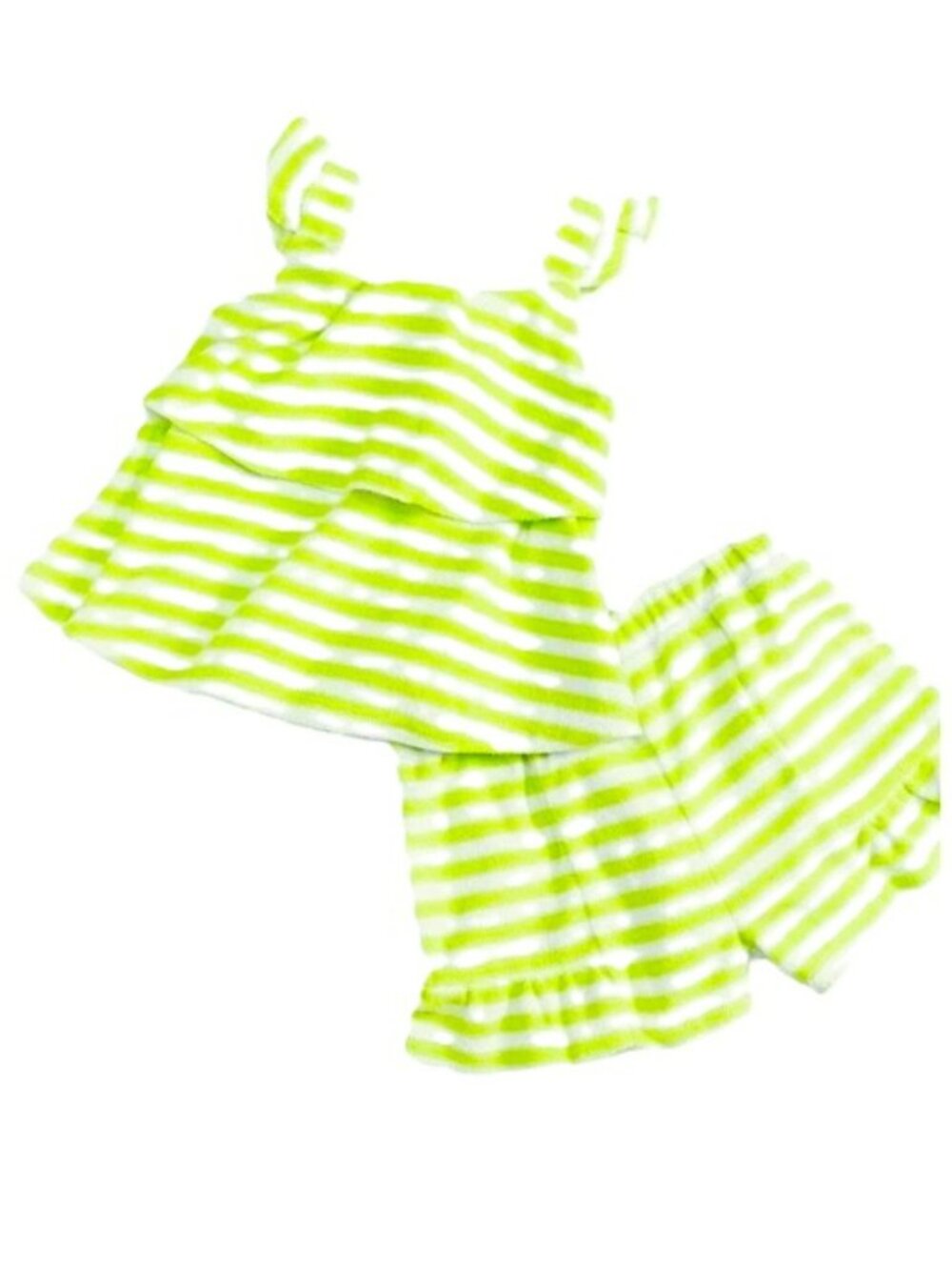 NWT. FIRST IMPRESSIONS Baby Girls Striped Sleeveless Lime Green 2-Pc Set